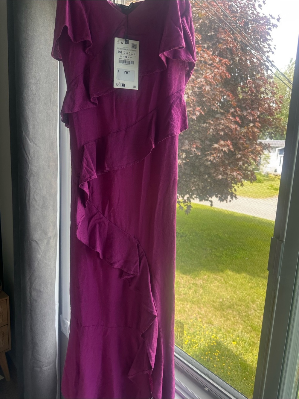 Zara Fuchsia Ruffle Maxi Dress